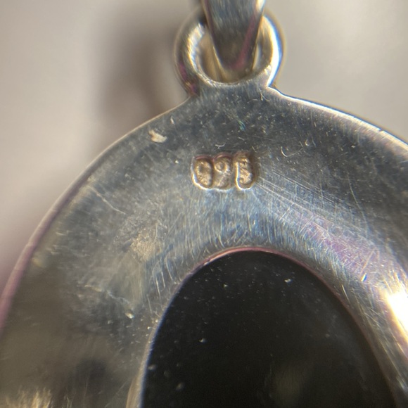 Black onyx oval sterling silver pendant necklace 925 - Picture 5 of 5